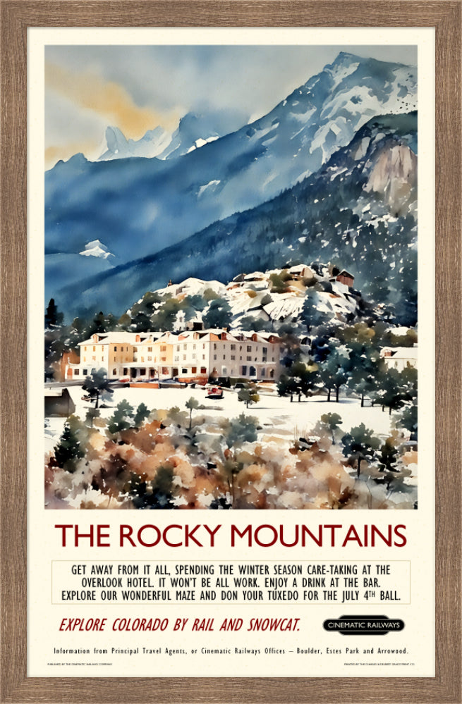 The Rocky Mountains - a vintage travel poster inspired by your favourite film / movie - Cinematic Railways