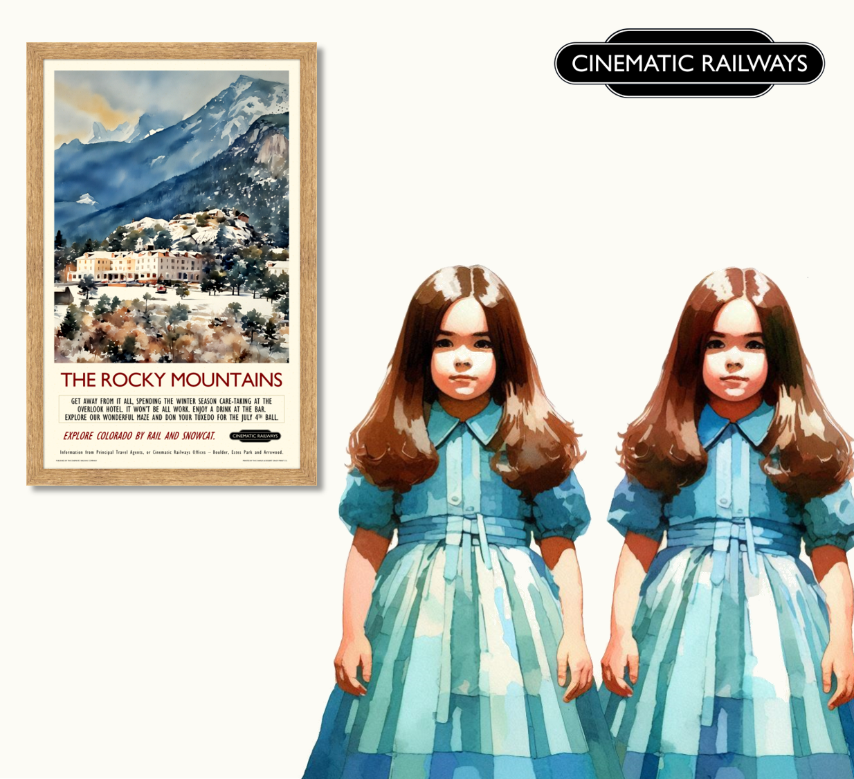 The Rocky Mountains - a vintage travel poster inspired by your favourite film / movie - Cinematic Railways