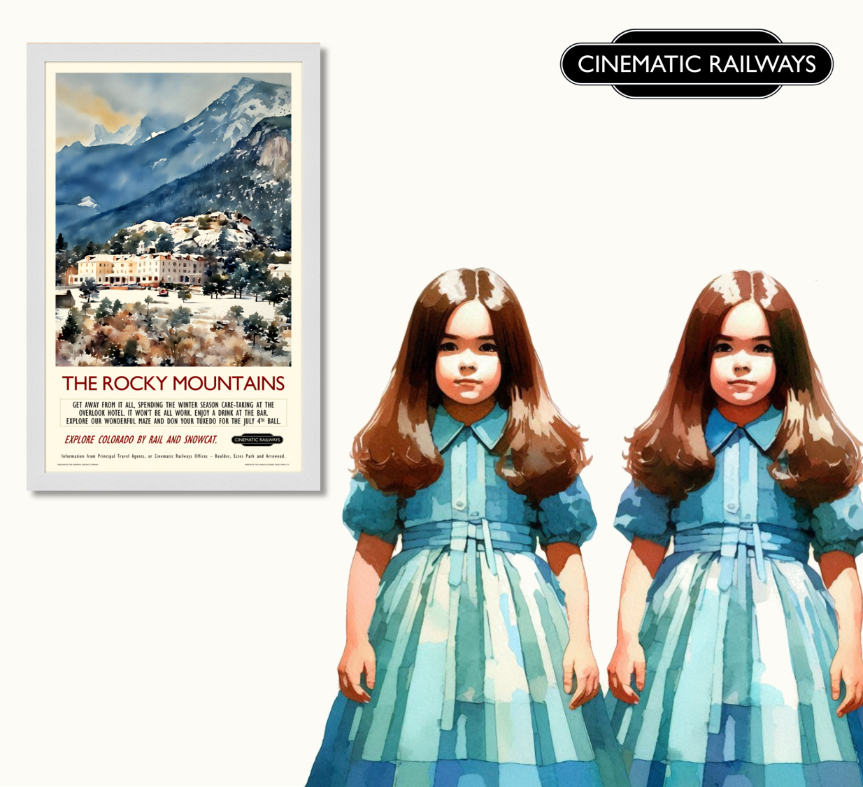The Rocky Mountains - a vintage travel poster inspired by your favourite film / movie - Cinematic Railways