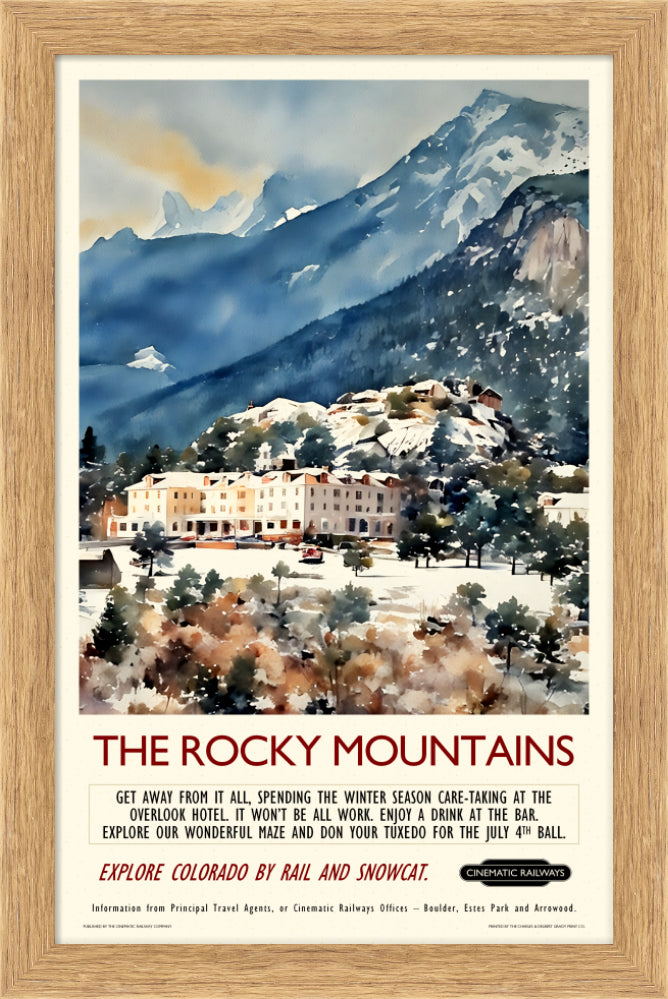 The Rocky Mountains - a vintage travel poster inspired by your favourite film / movie - Cinematic Railways