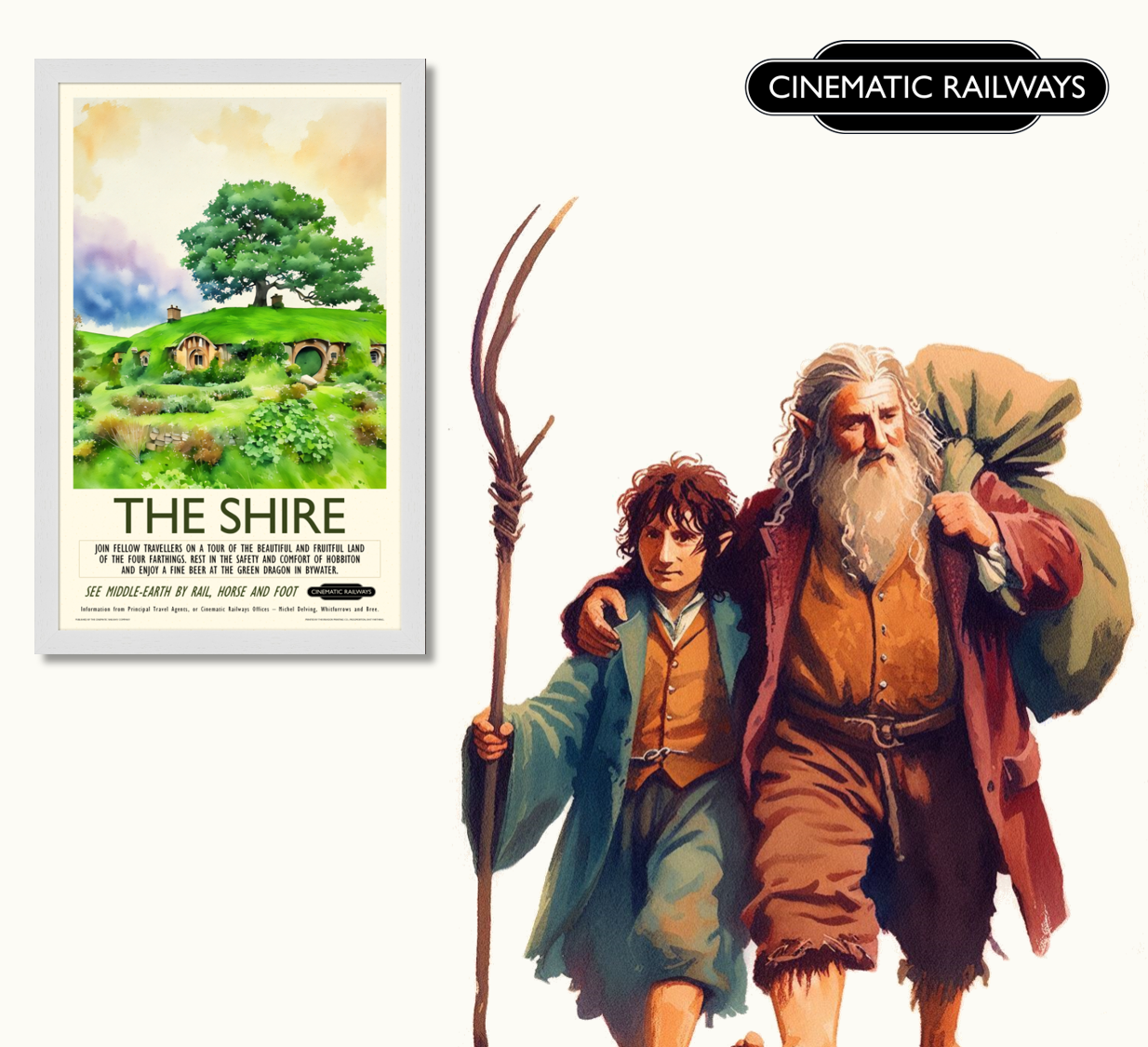 The Shire - a vintage travel poster inspired by your favourite film / movie - Cinematic Railways