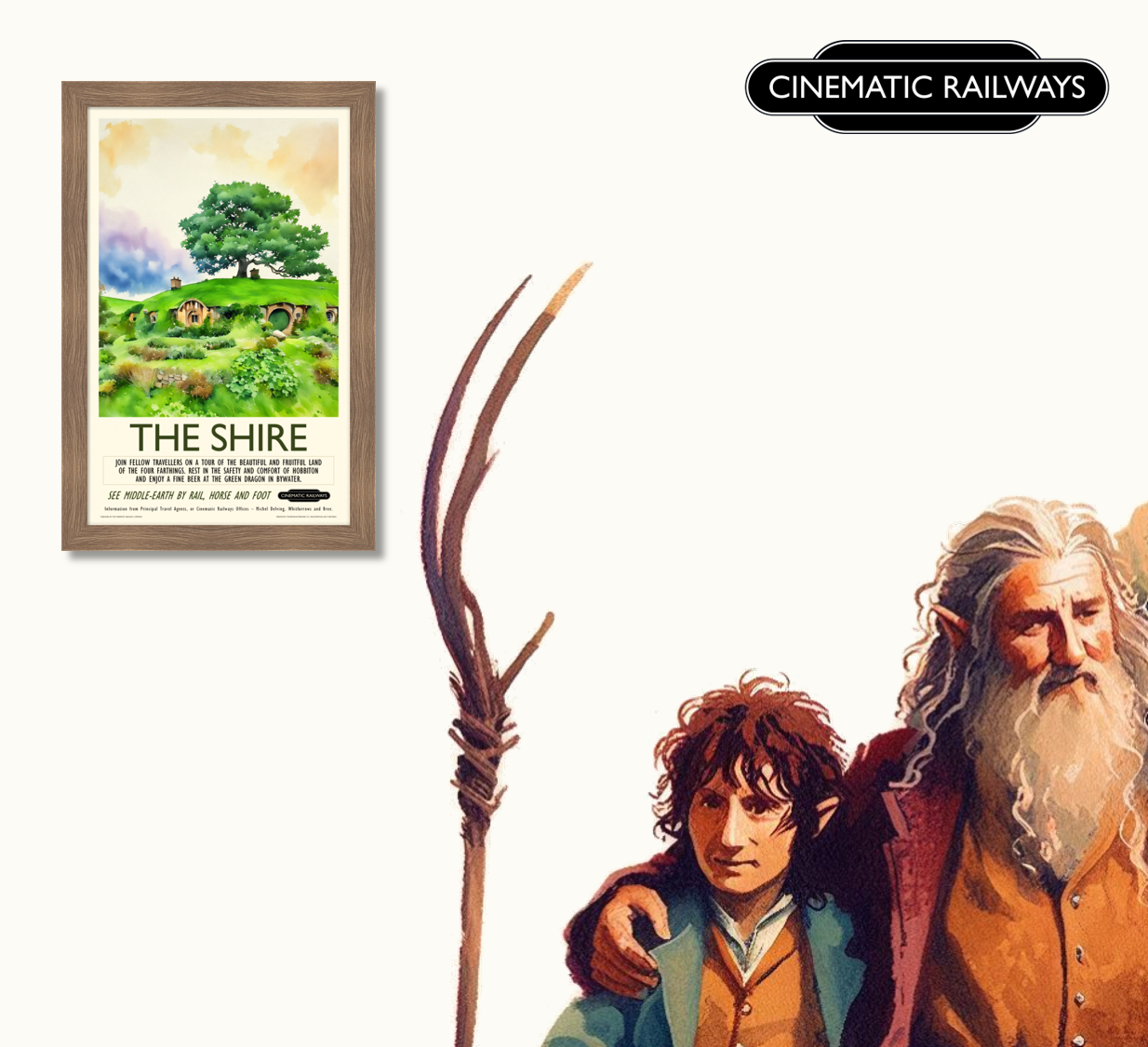 The Shire - a vintage travel poster inspired by your favourite film / movie - Cinematic Railways