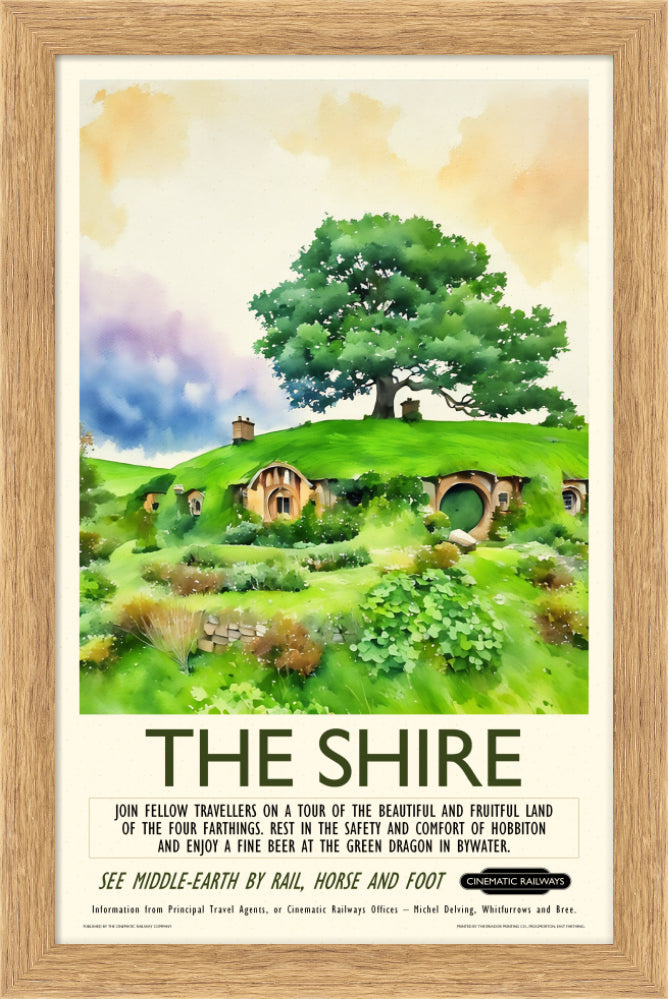 The Shire - a vintage travel poster inspired by your favourite film / movie - Cinematic Railways