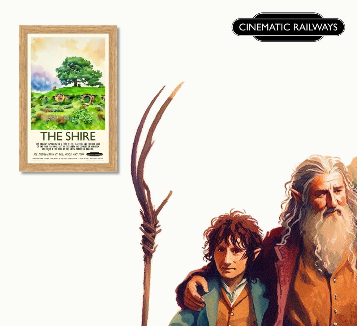 The Shire - a vintage travel poster inspired by your favourite film / movie - Cinematic Railways