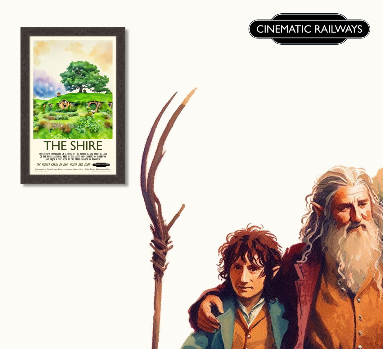 The Shire - a vintage travel poster inspired by your favourite film / movie - Cinematic Railways