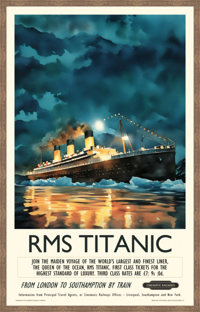 RMS Titanic - a vintage travel poster inspired by your favourite film / movie - Cinematic Railways
