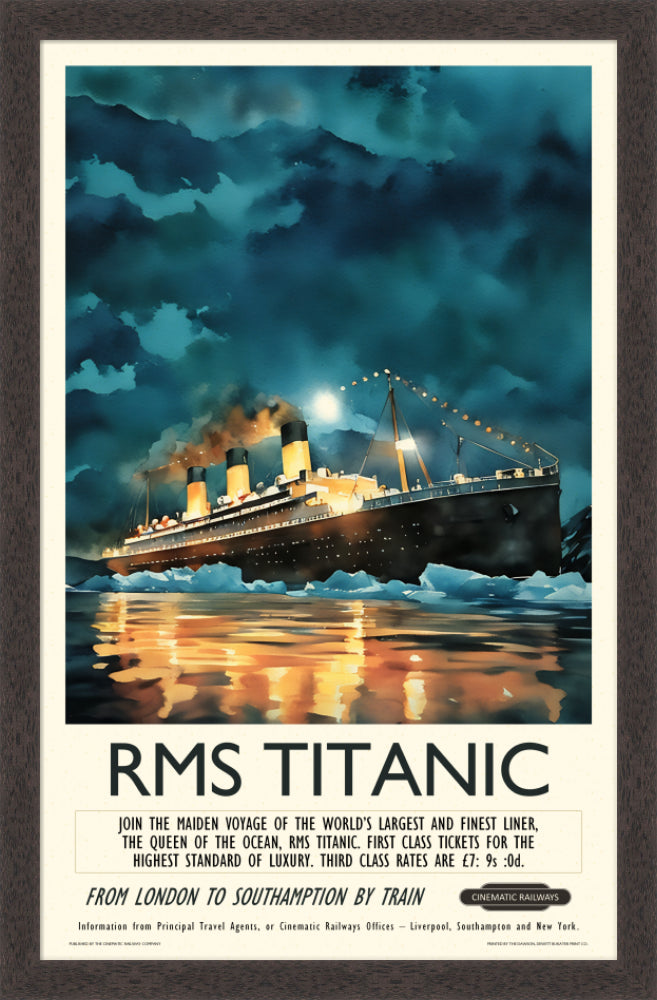 RMS Titanic - a vintage travel poster inspired by your favourite film / movie - Cinematic Railways
