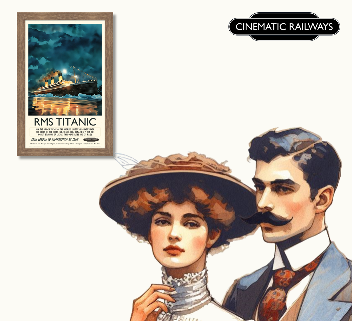 RMS Titanic - a vintage travel poster inspired by your favourite film / movie - Cinematic Railways