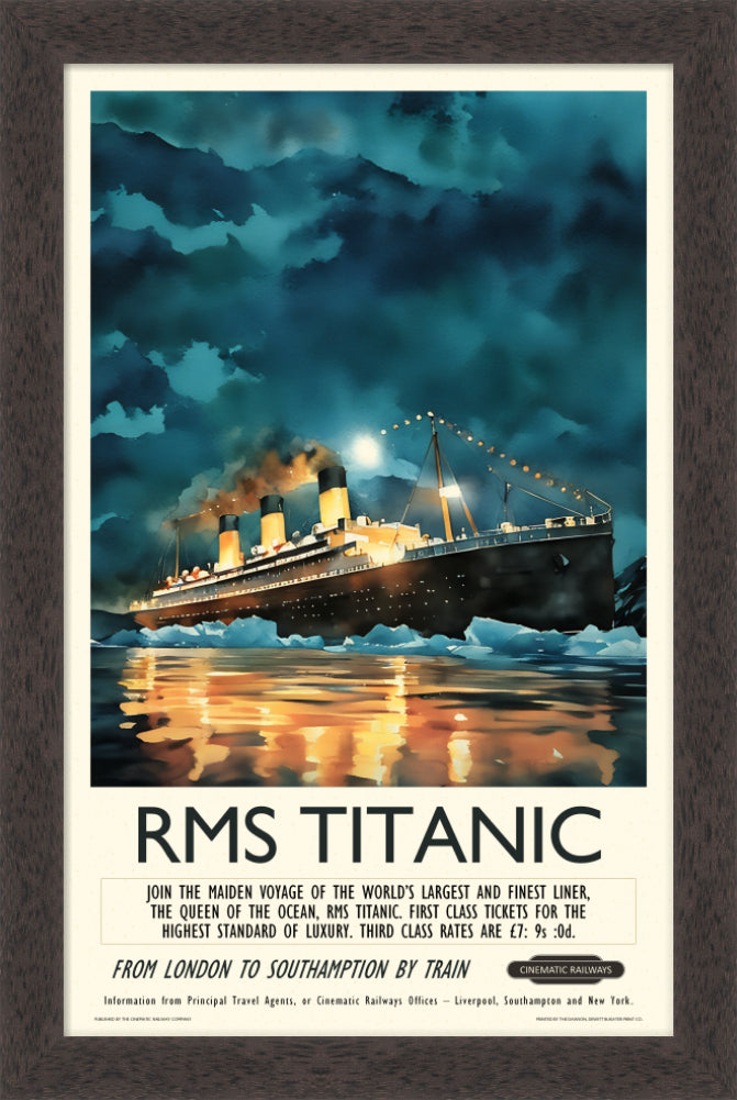 RMS Titanic - a vintage travel poster inspired by your favourite film / movie - Cinematic Railways
