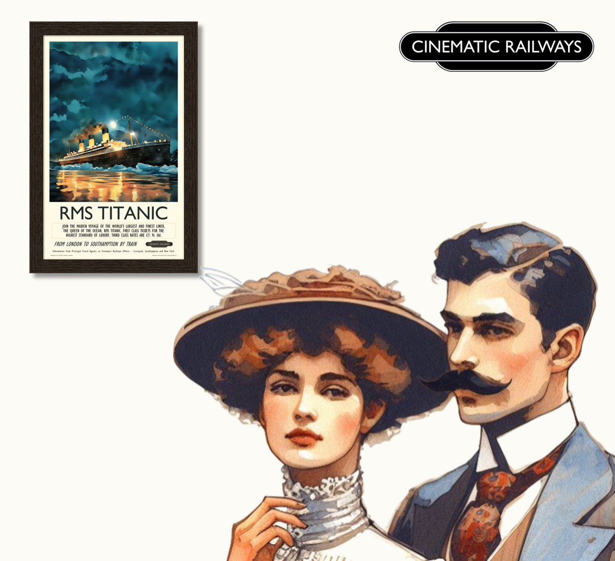 RMS Titanic - a vintage travel poster inspired by your favourite film / movie - Cinematic Railways