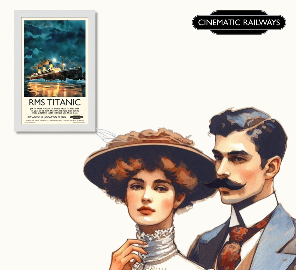 RMS Titanic - a vintage travel poster inspired by your favourite film / movie - Cinematic Railways