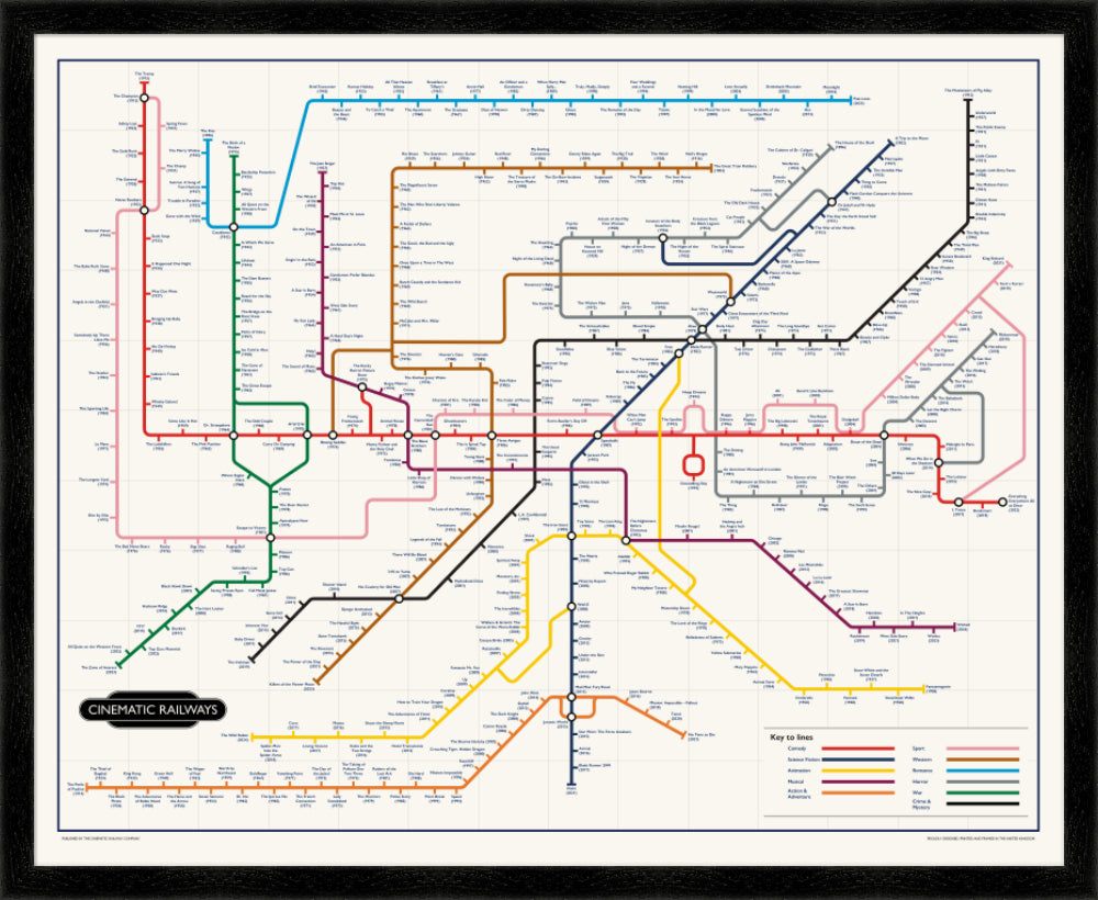 The Film Fan's Movie Map - a vintage travel poster inspired by your favourite film / movie - Cinematic Railways
