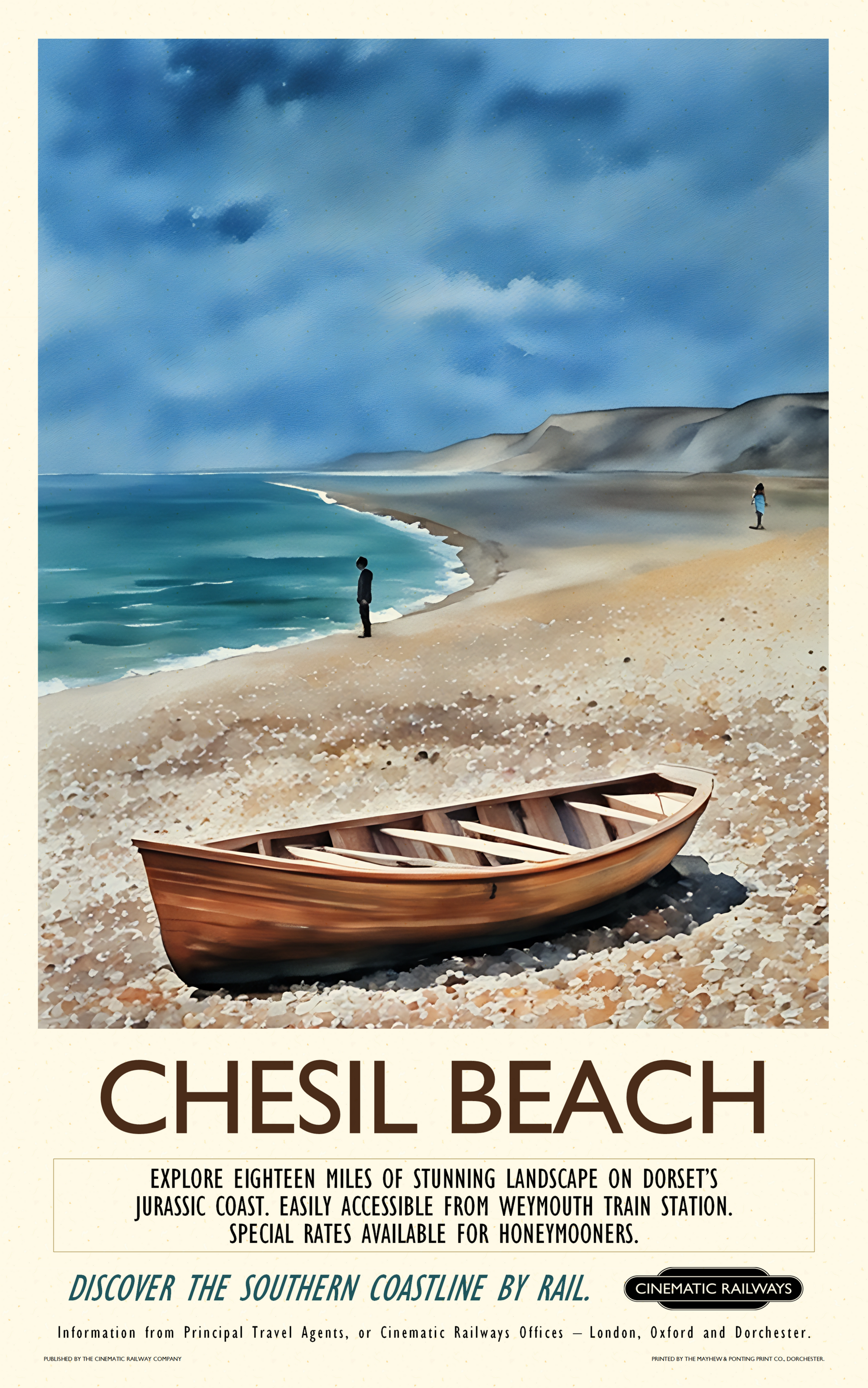 Chesil Beach  - a vintage travel poster inspired by your favourite film / movie - Cinematic Railways