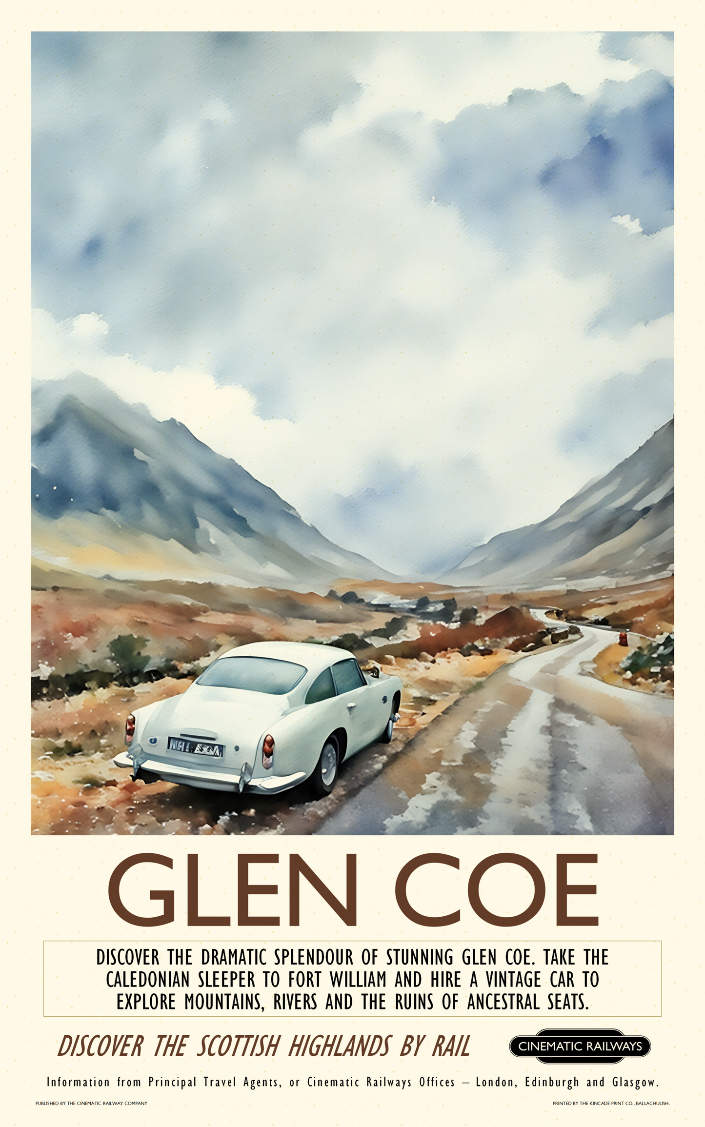 Glen Coe  - a vintage travel poster inspired by your favourite film / movie - Cinematic Railways