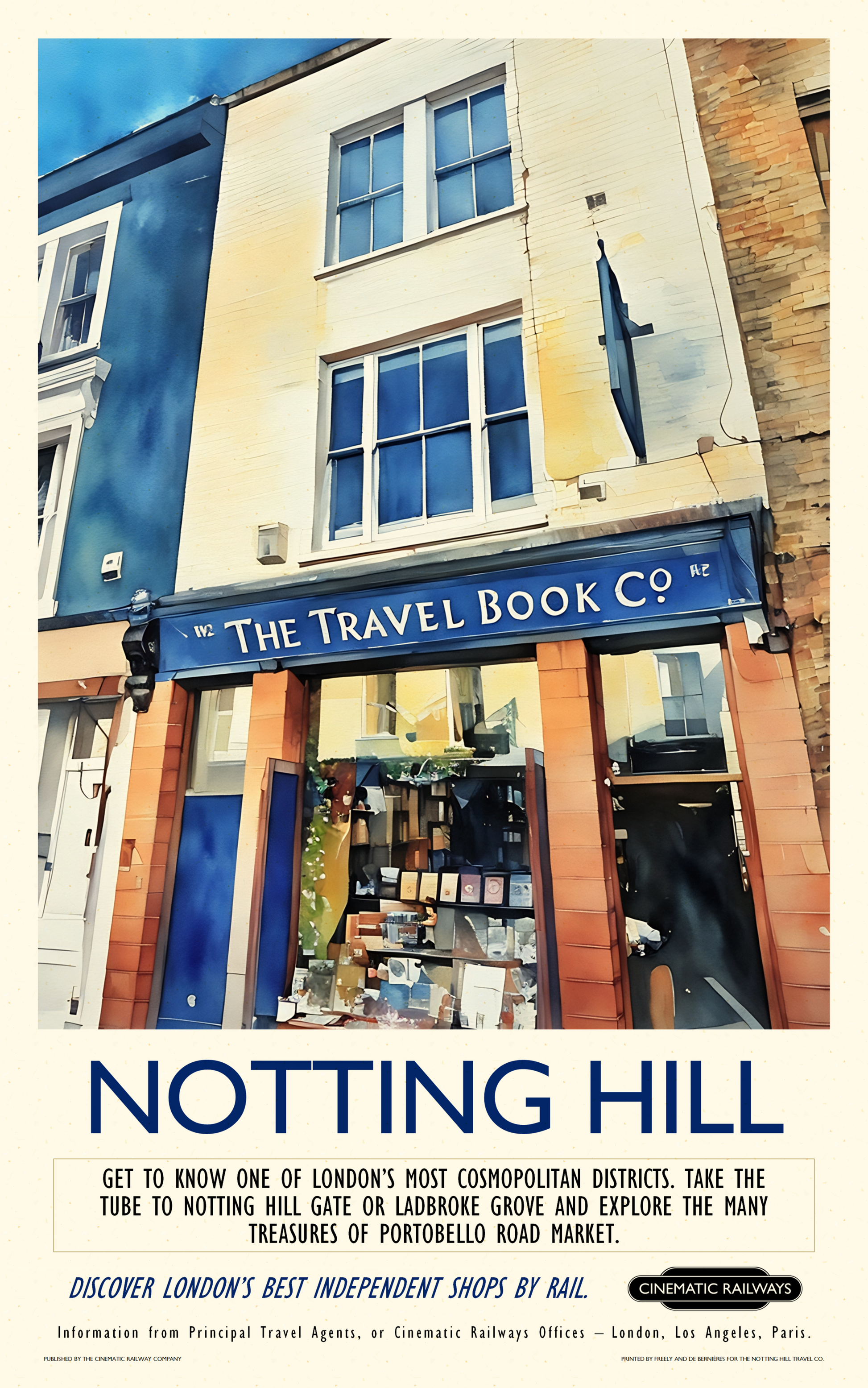 Notting Hill  - a vintage travel poster inspired by your favourite film / movie - Cinematic Railways