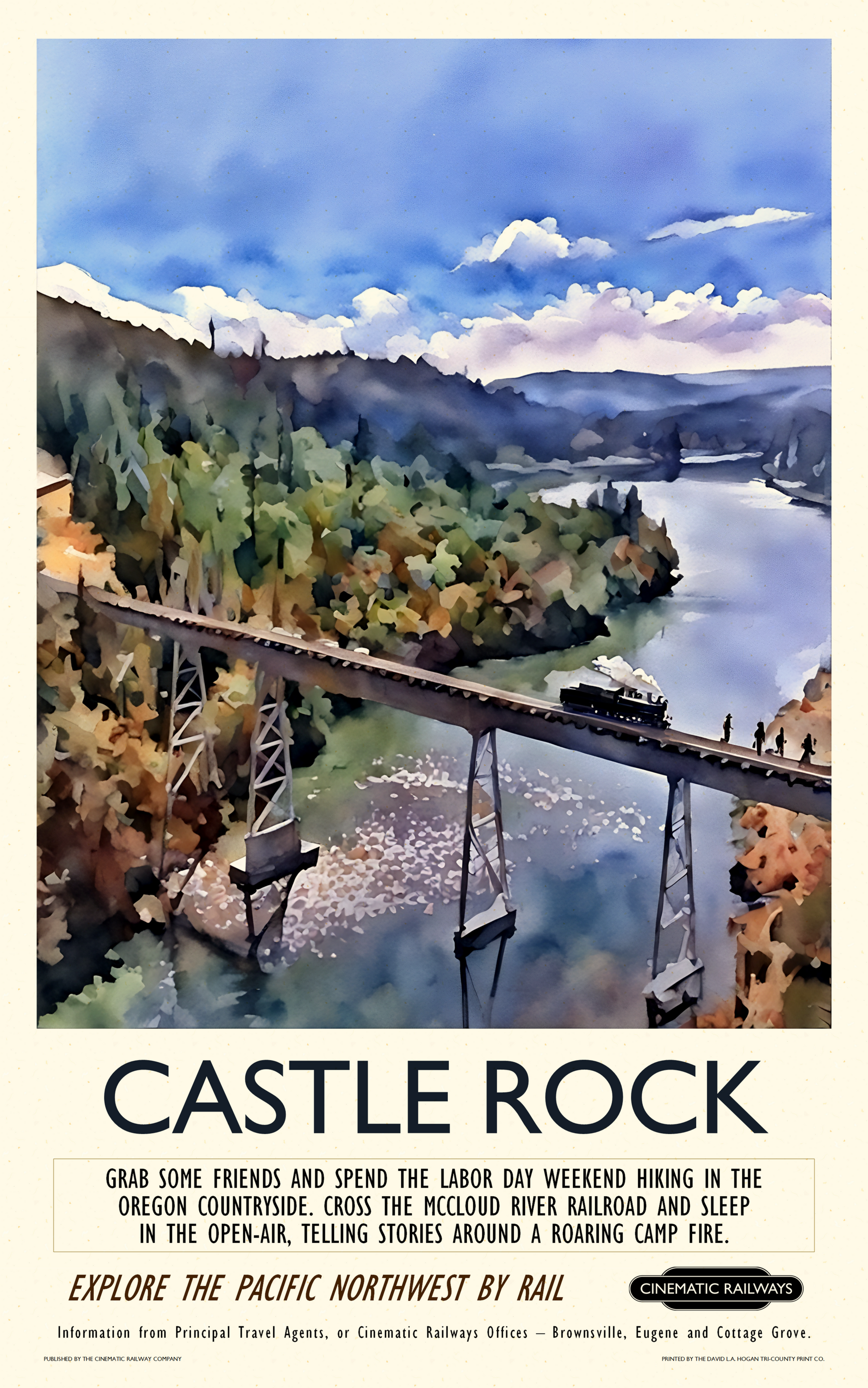 Castle Rock  - a vintage travel poster inspired by your favourite film / movie - Cinematic Railways