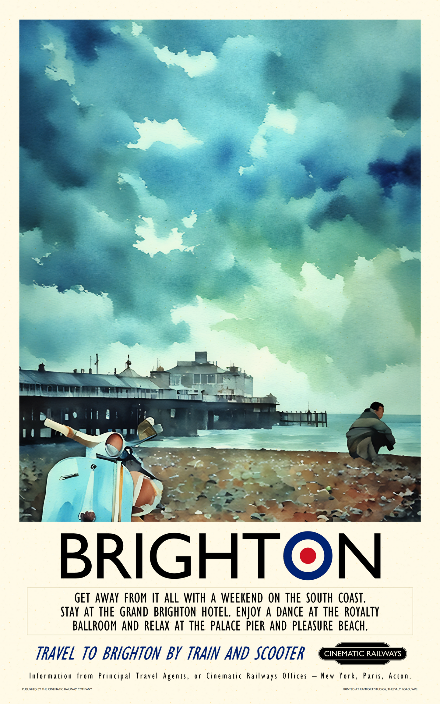 Brighton  - a vintage travel poster inspired by your favourite film / movie - Cinematic Railways