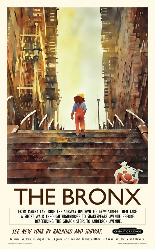 The Bronx  - a vintage travel poster inspired by your favourite film / movie - Cinematic Railways