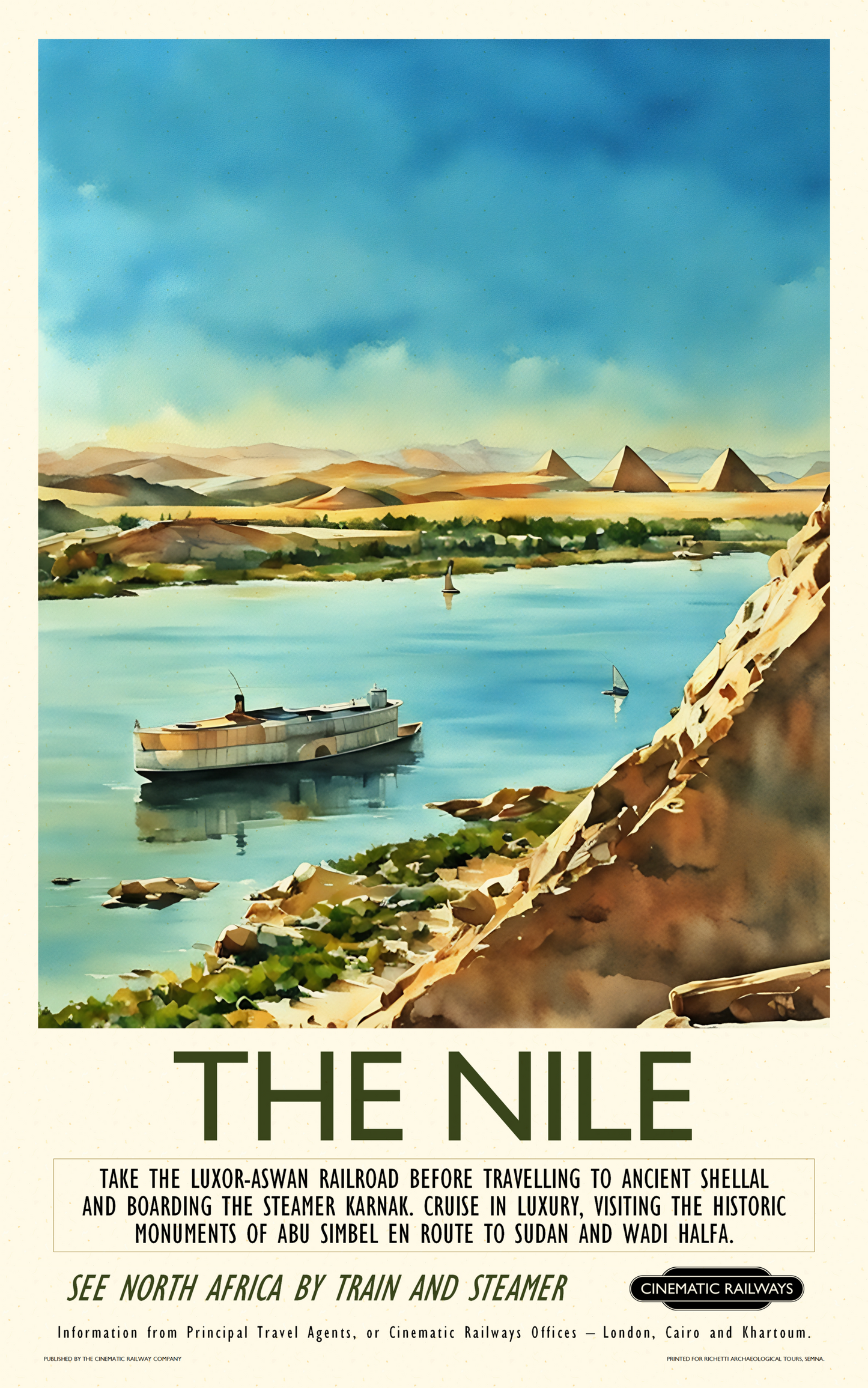 The Nile  - a vintage travel poster inspired by your favourite film / movie - Cinematic Railways