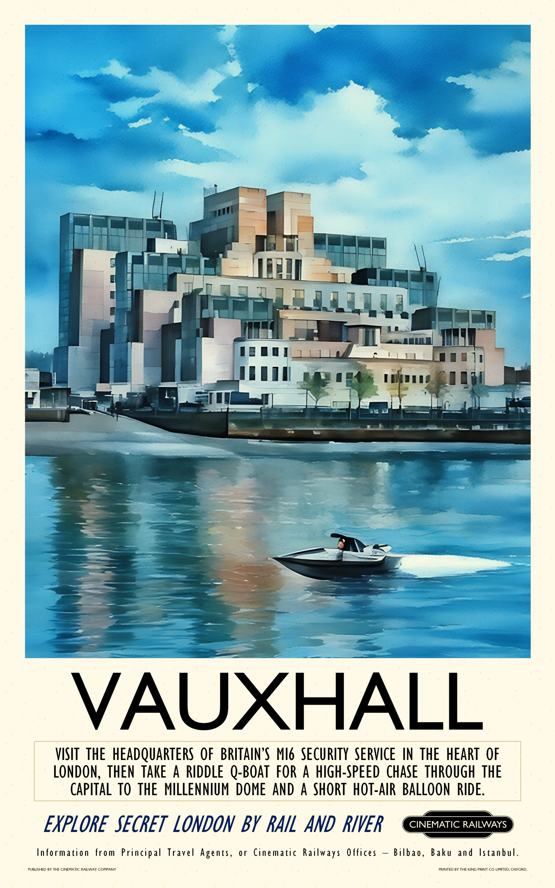 Vauxhall  - a vintage travel poster inspired by your favourite film / movie - Cinematic Railways