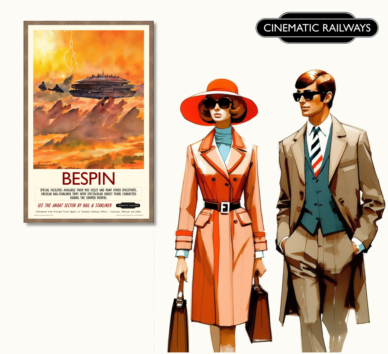 Bespin  - a vintage travel poster inspired by your favourite film / movie - Cinematic Railways
