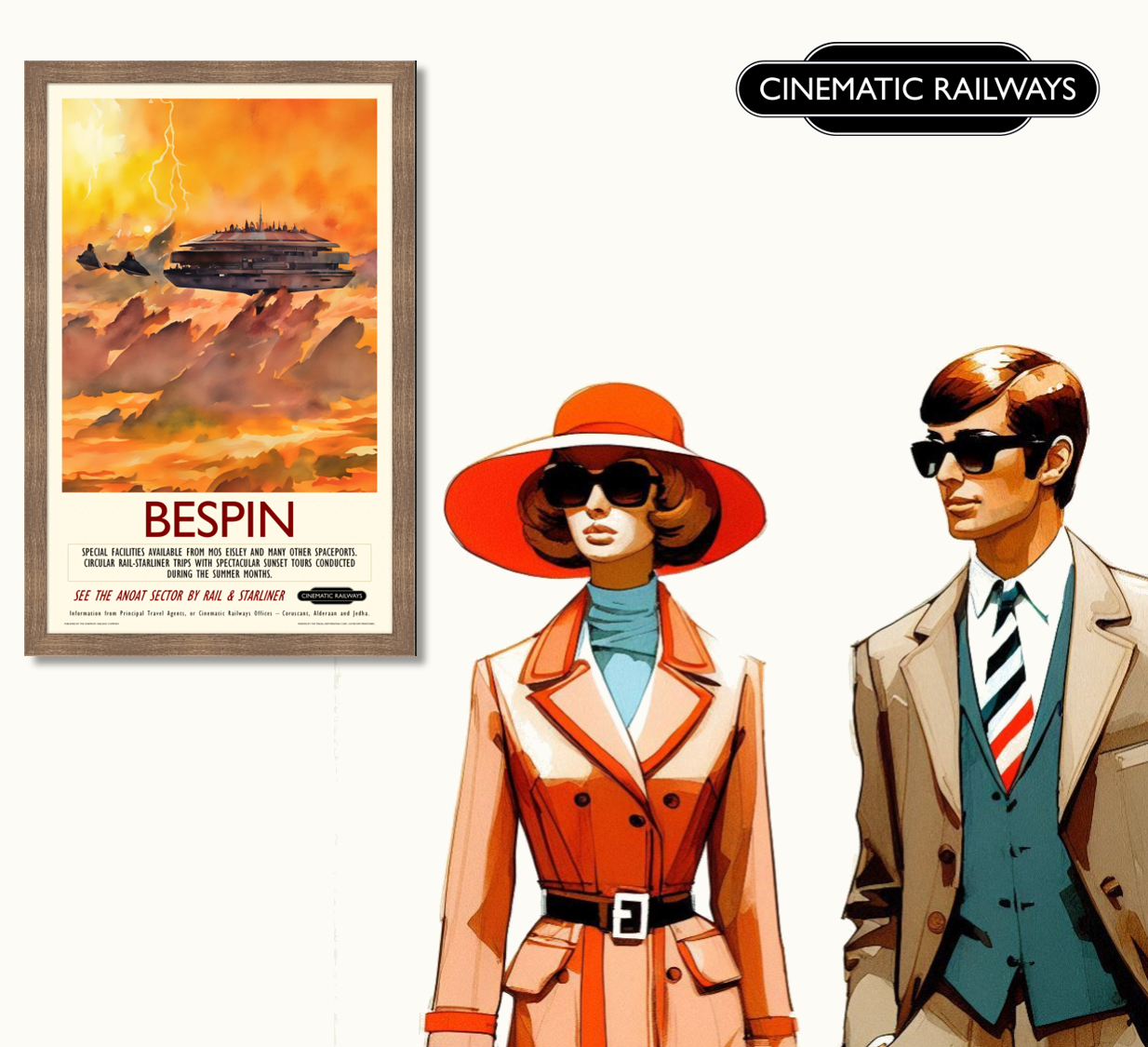 Bespin  - a vintage travel poster inspired by your favourite film / movie - Cinematic Railways