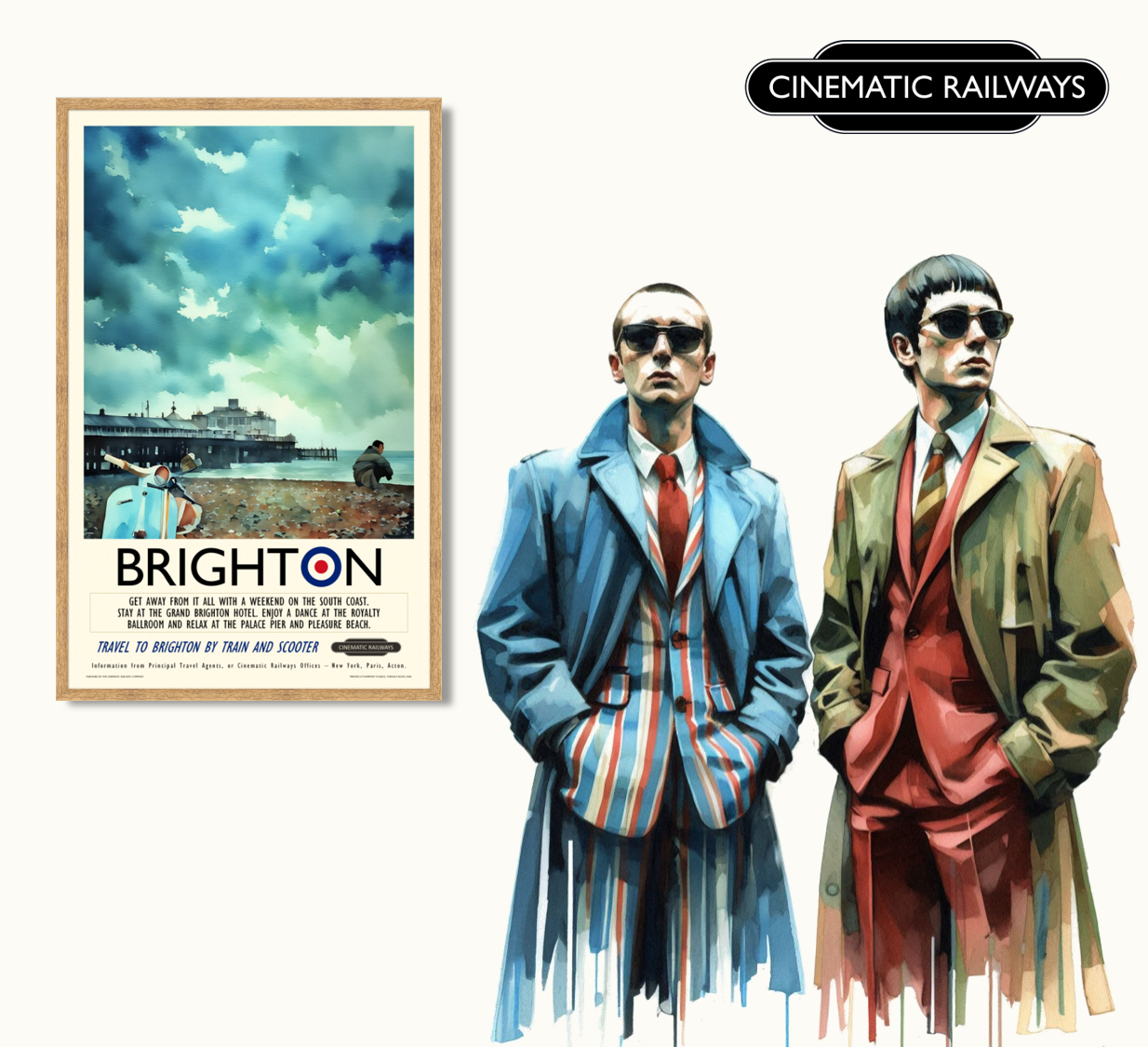 Brighton  - a vintage travel poster inspired by your favourite film / movie - Cinematic Railways