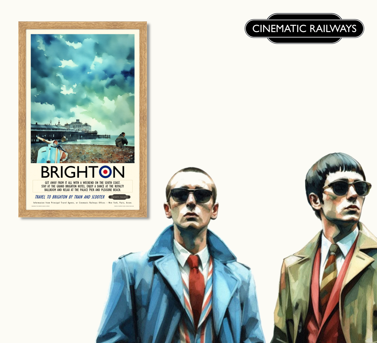 Brighton  - a vintage travel poster inspired by your favourite film / movie - Cinematic Railways