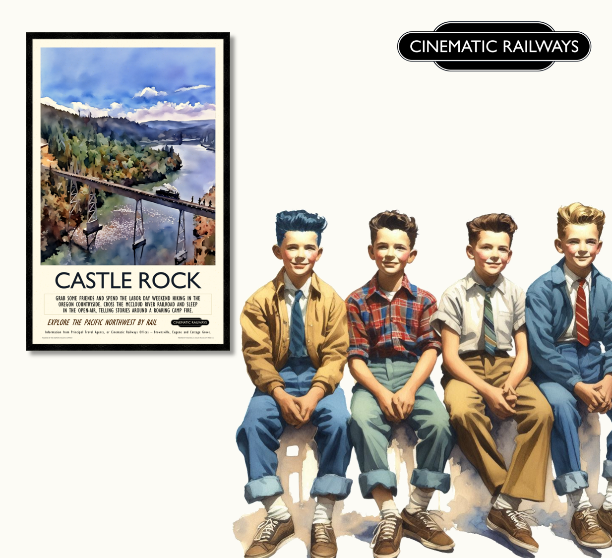 Castle Rock  - a vintage travel poster inspired by your favourite film / movie - Cinematic Railways