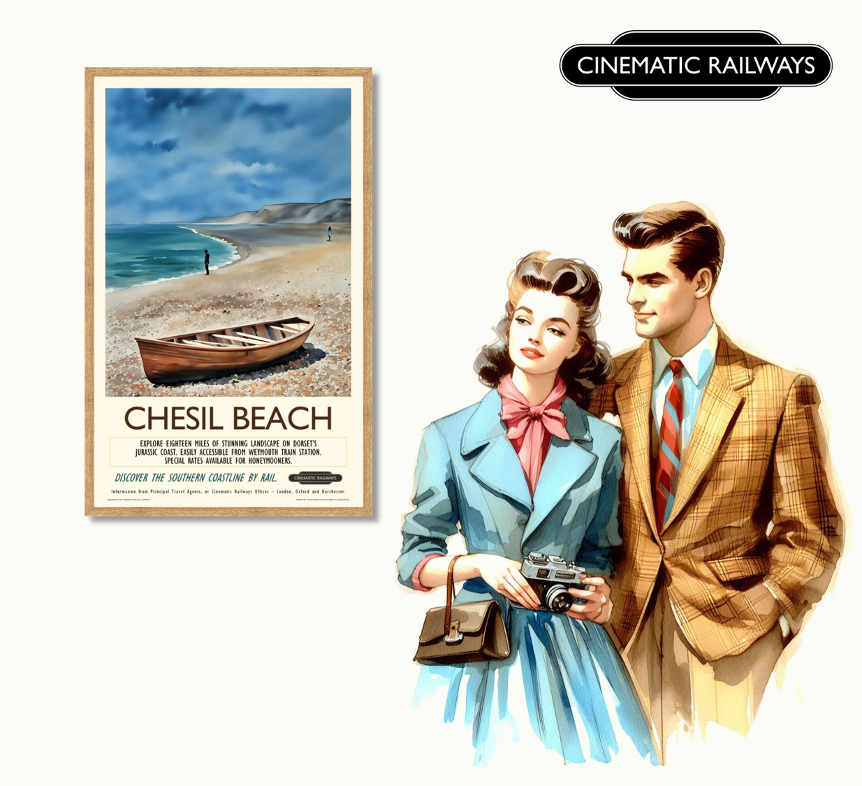 Chesil Beach  - a vintage travel poster inspired by your favourite film / movie - Cinematic Railways
