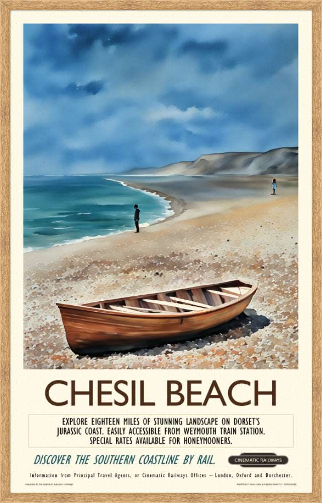 Chesil Beach  - a vintage travel poster inspired by your favourite film / movie - Cinematic Railways
