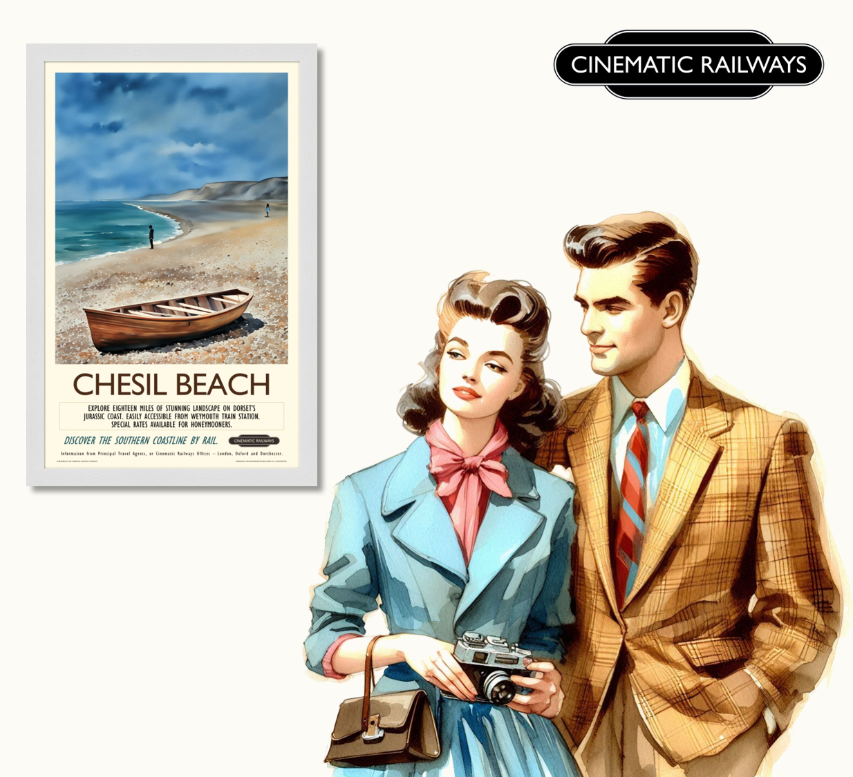 Chesil Beach  - a vintage travel poster inspired by your favourite film / movie - Cinematic Railways
