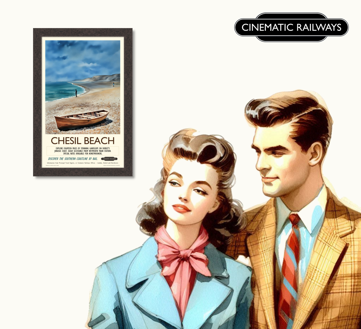 Chesil Beach  - a vintage travel poster inspired by your favourite film / movie - Cinematic Railways
