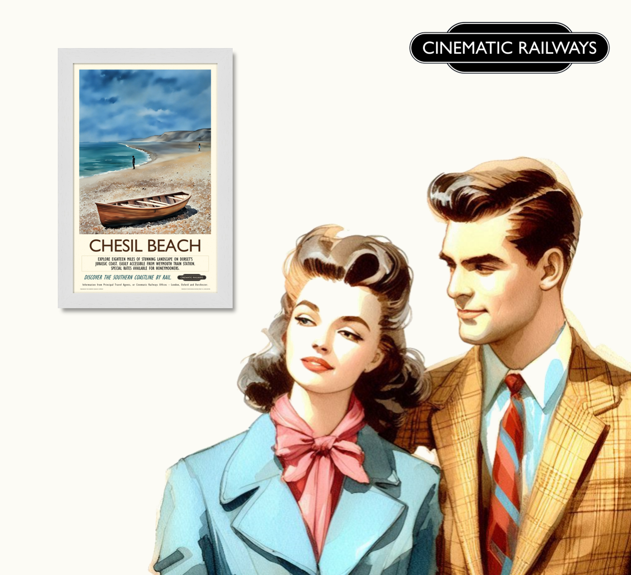 Chesil Beach  - a vintage travel poster inspired by your favourite film / movie - Cinematic Railways