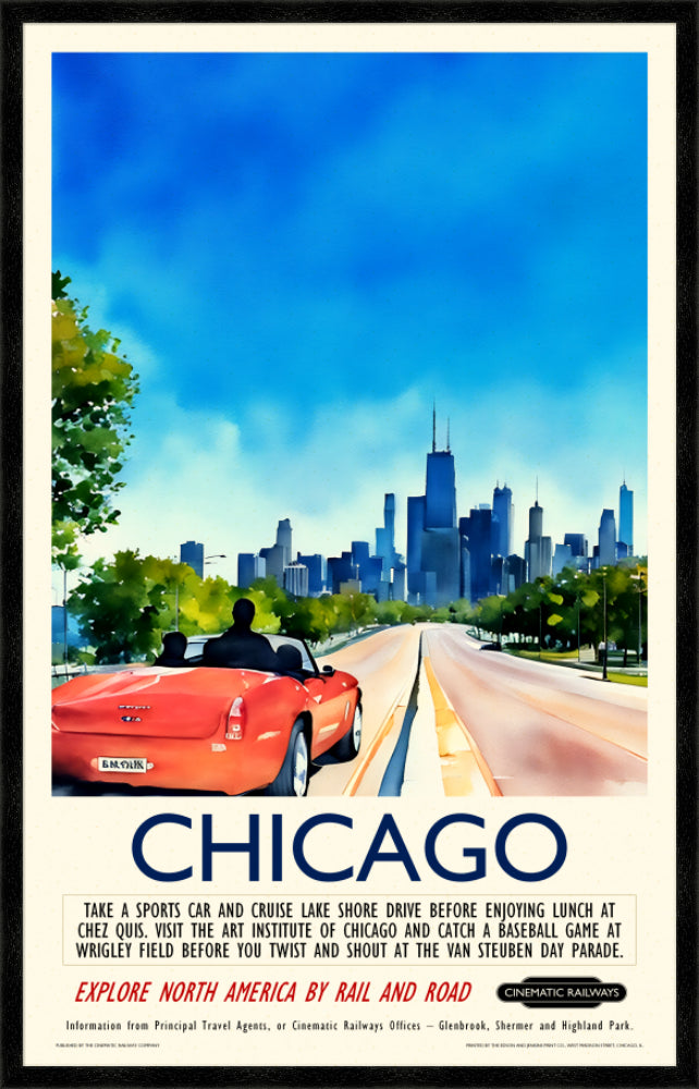 Chicago  - a vintage travel poster inspired by your favourite film / movie - Cinematic Railways