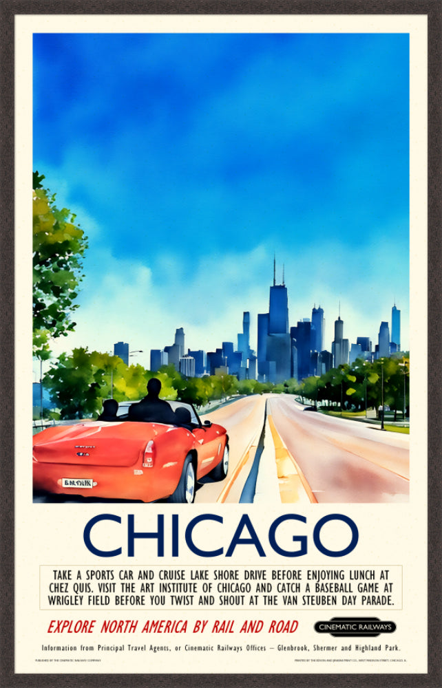 Chicago  - a vintage travel poster inspired by your favourite film / movie - Cinematic Railways