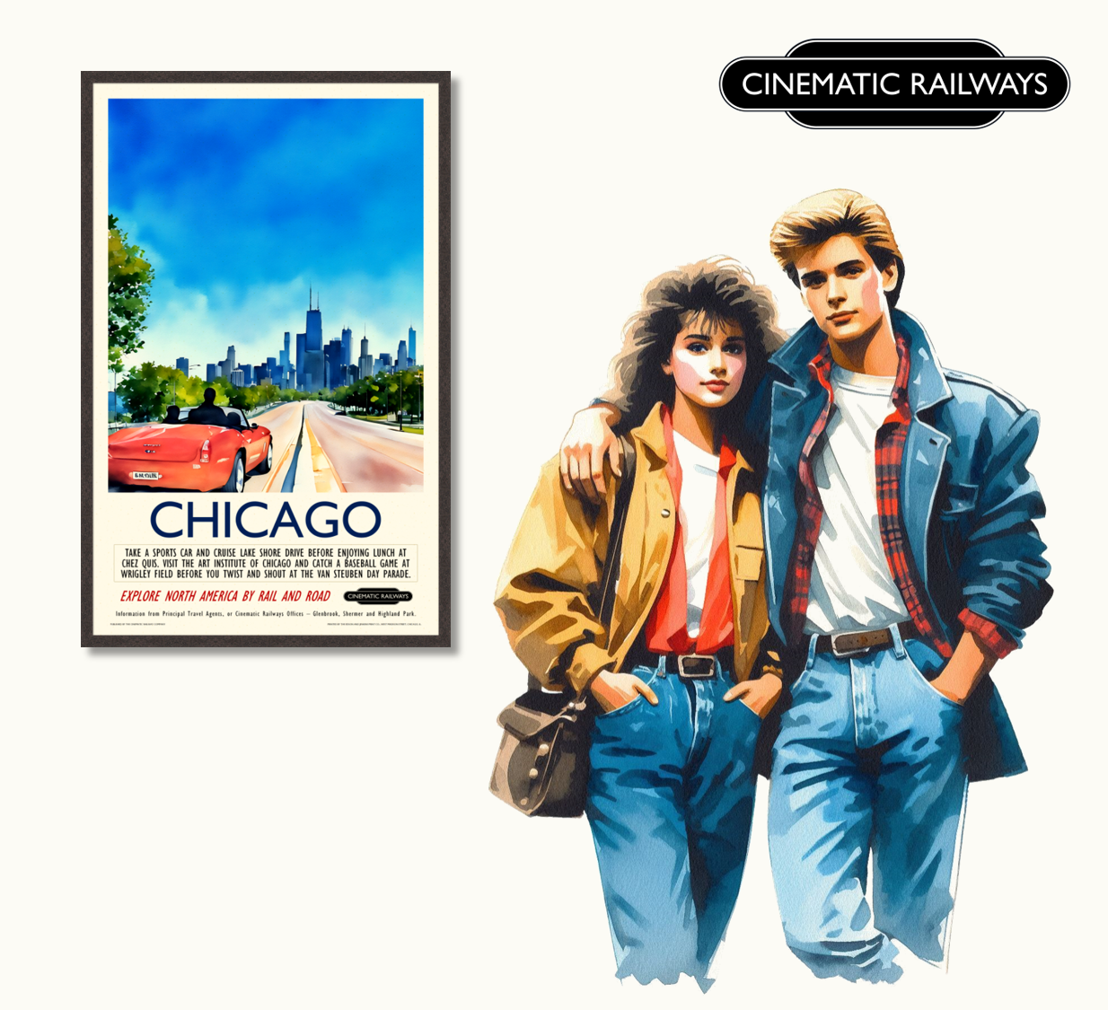Chicago  - a vintage travel poster inspired by your favourite film / movie - Cinematic Railways