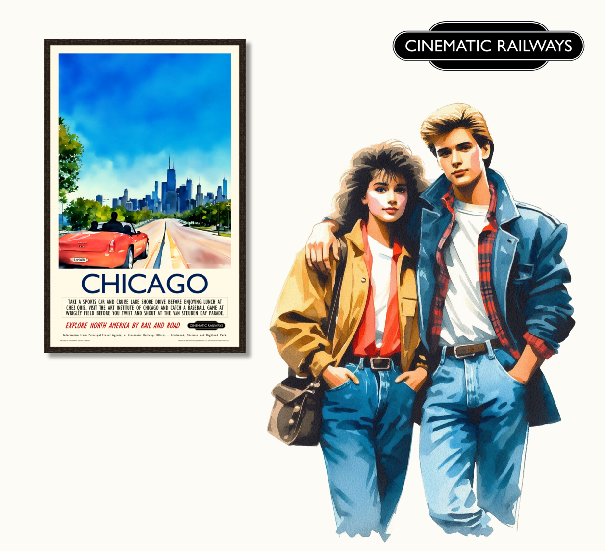Chicago  - a vintage travel poster inspired by your favourite film / movie - Cinematic Railways