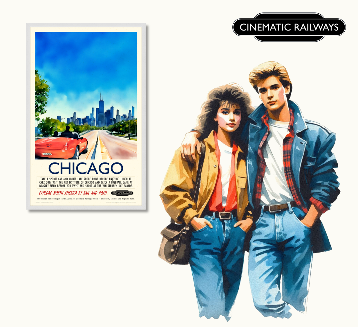 Chicago  - a vintage travel poster inspired by your favourite film / movie - Cinematic Railways