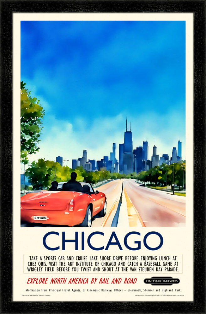 Chicago  - a vintage travel poster inspired by your favourite film / movie - Cinematic Railways