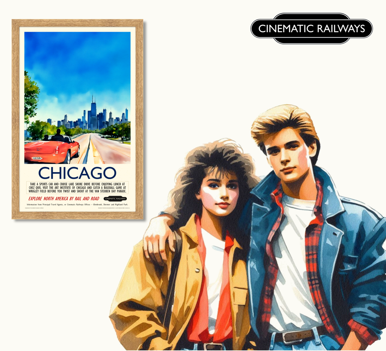 Chicago  - a vintage travel poster inspired by your favourite film / movie - Cinematic Railways