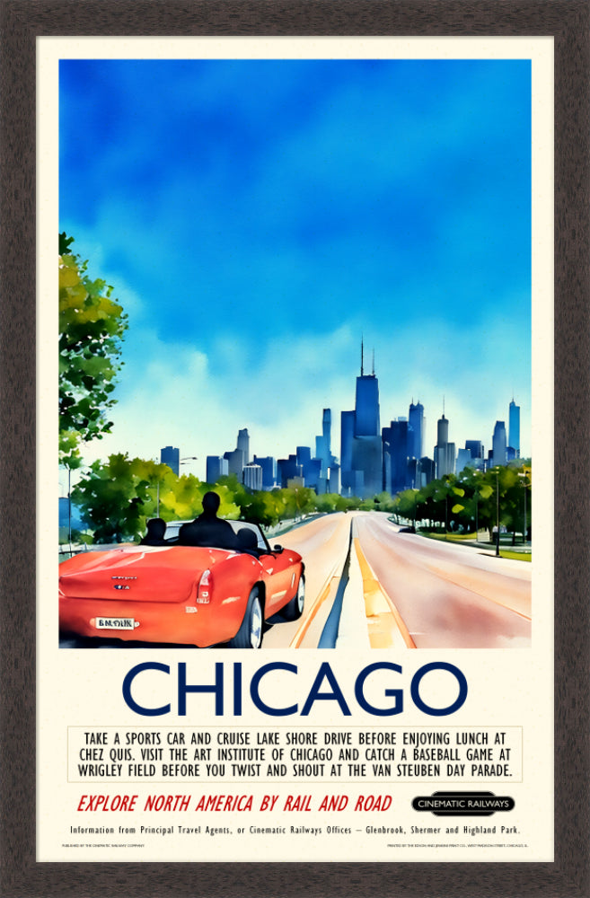 Chicago  - a vintage travel poster inspired by your favourite film / movie - Cinematic Railways