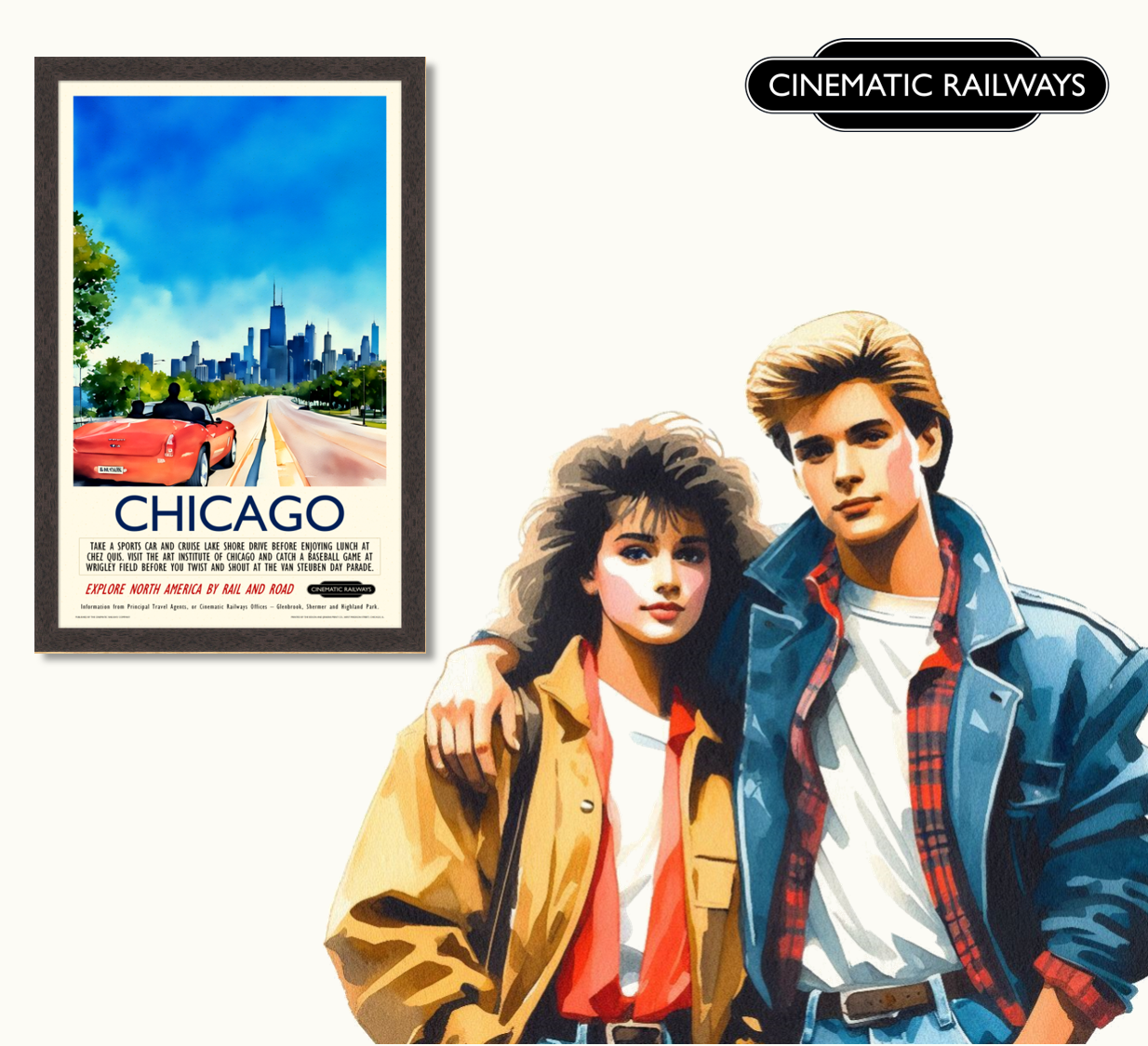 Chicago  - a vintage travel poster inspired by your favourite film / movie - Cinematic Railways