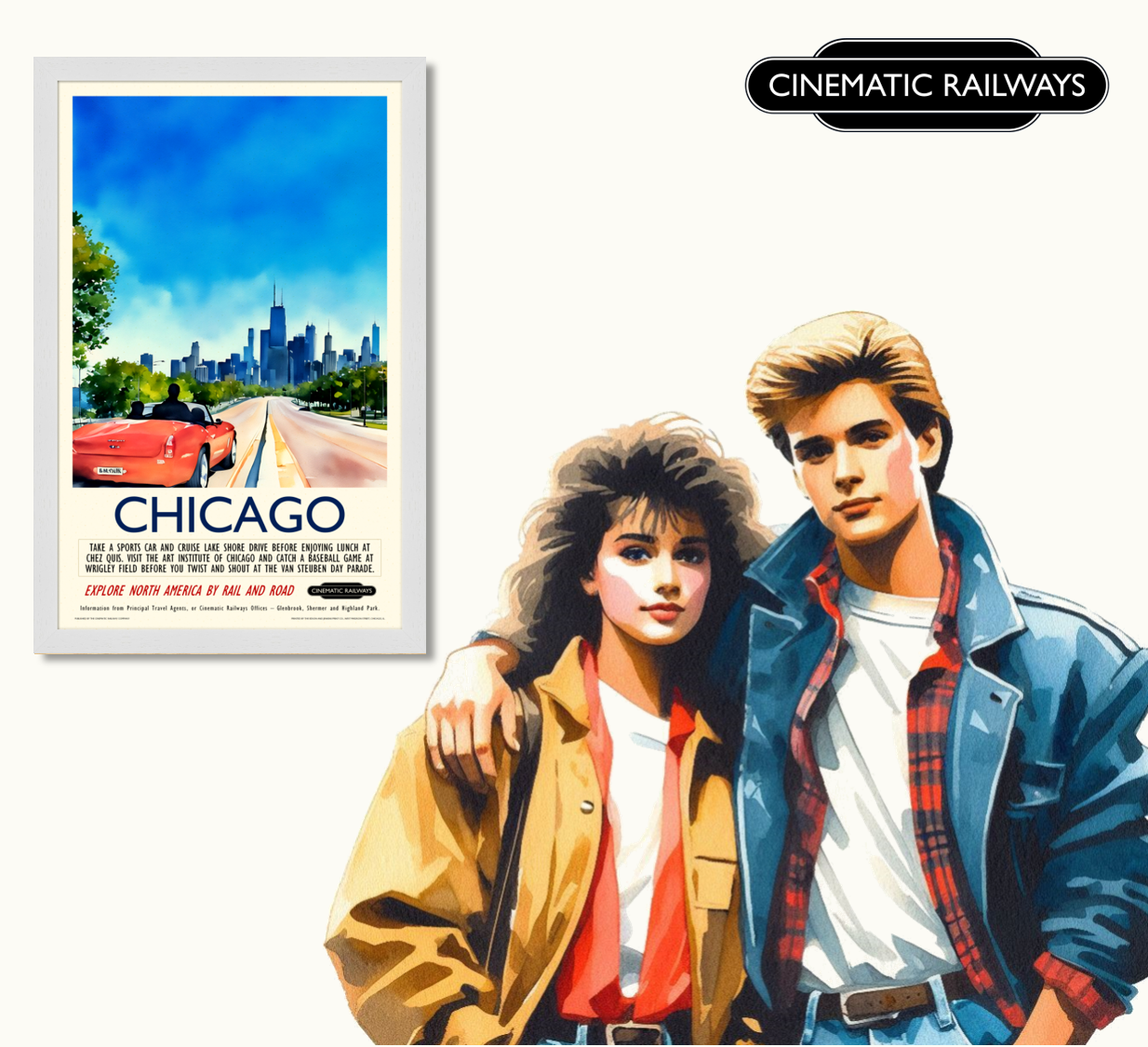 Chicago  - a vintage travel poster inspired by your favourite film / movie - Cinematic Railways
