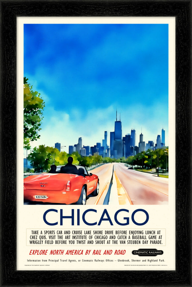 Chicago  - a vintage travel poster inspired by your favourite film / movie - Cinematic Railways