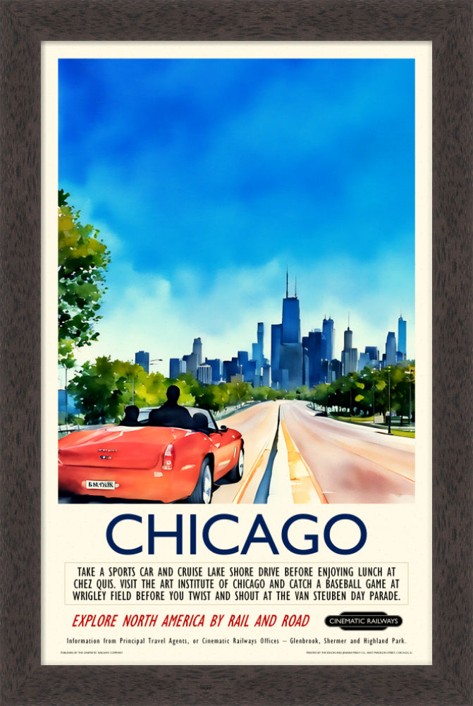 Chicago  - a vintage travel poster inspired by your favourite film / movie - Cinematic Railways