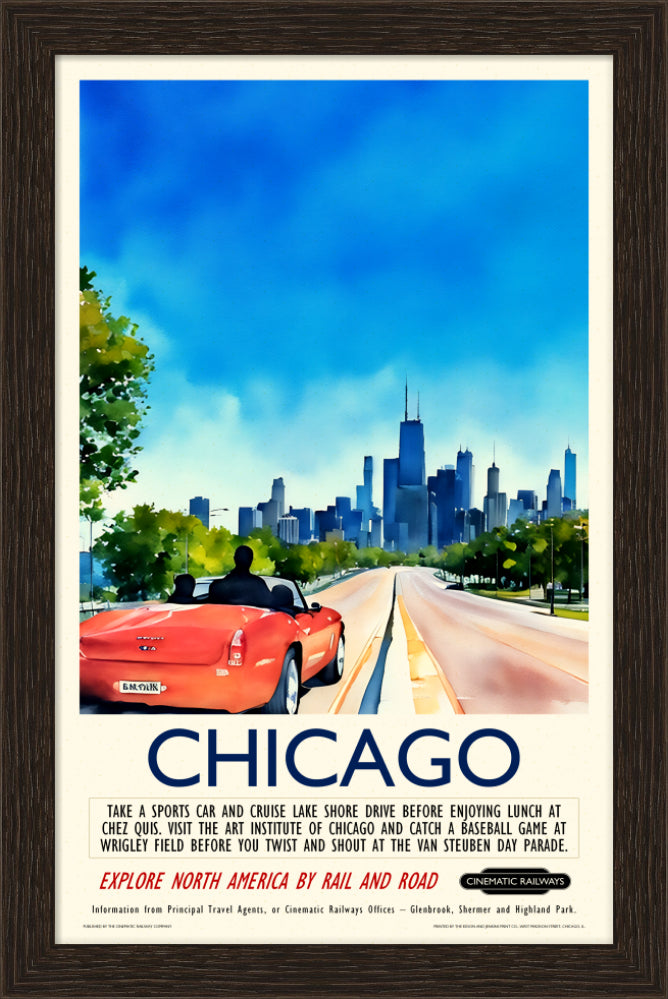 Chicago  - a vintage travel poster inspired by your favourite film / movie - Cinematic Railways