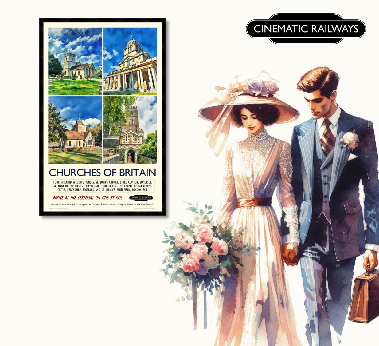 Churches of Britain  - a vintage travel poster inspired by your favourite film / movie - Cinematic Railways