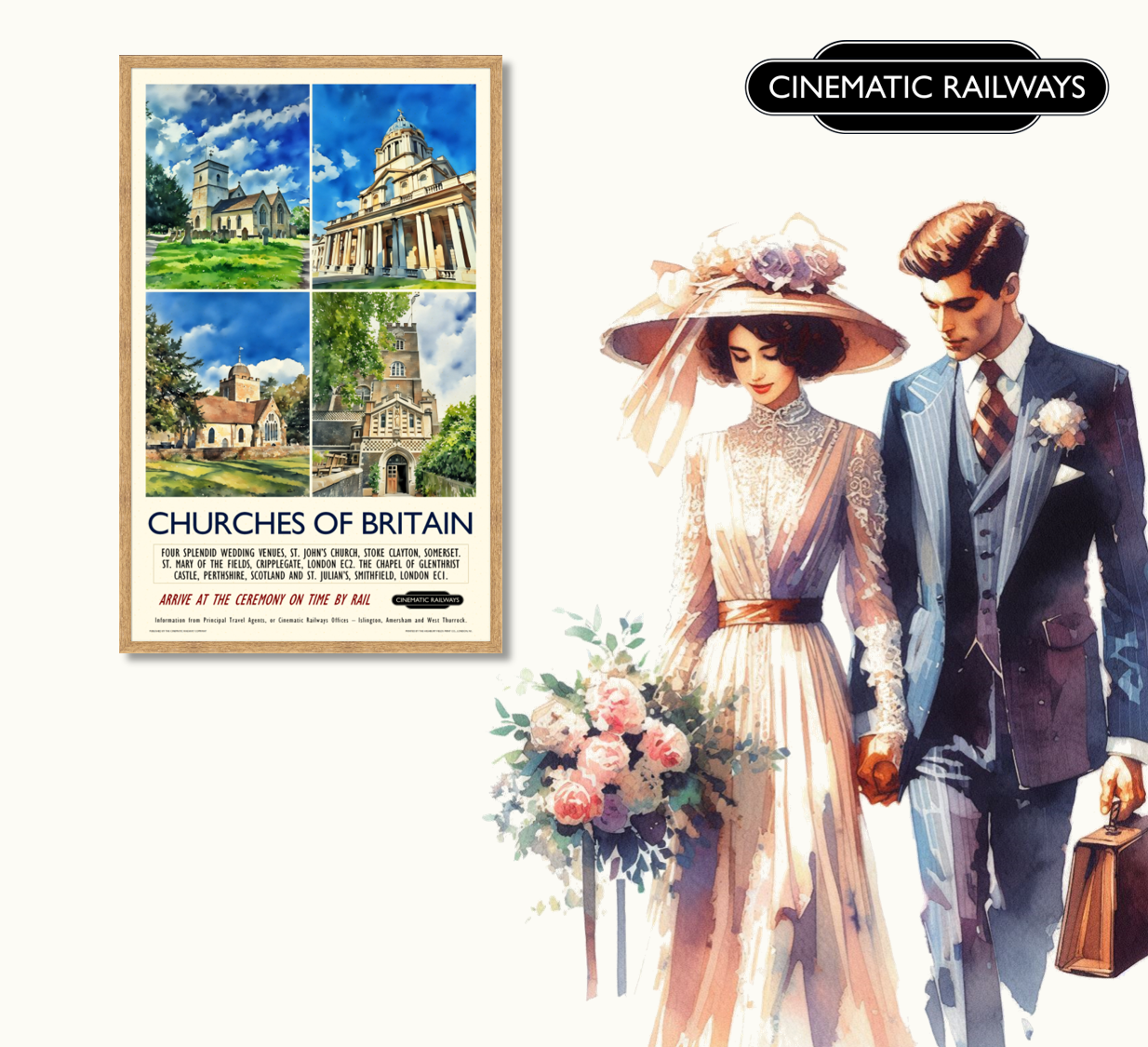 Churches of Britain  - a vintage travel poster inspired by your favourite film / movie - Cinematic Railways
