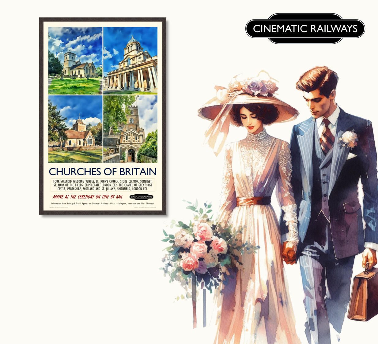Churches of Britain  - a vintage travel poster inspired by your favourite film / movie - Cinematic Railways